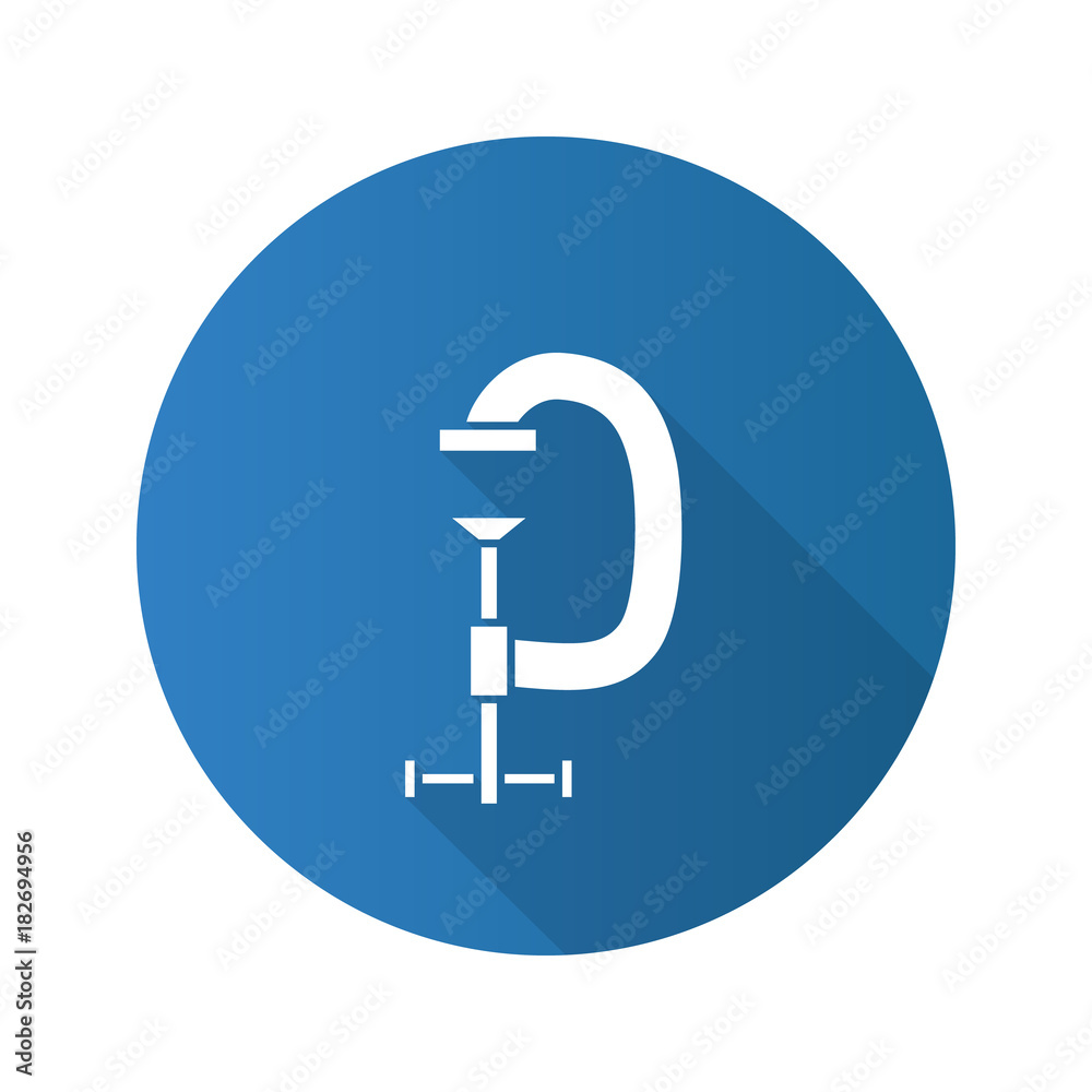 Screw clamp flat design long shadow glyph icon Screw clamp flat design long shadow glyph icon