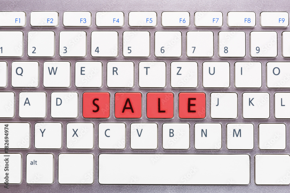 Computer keyboard with sale word. Internet marketing concept