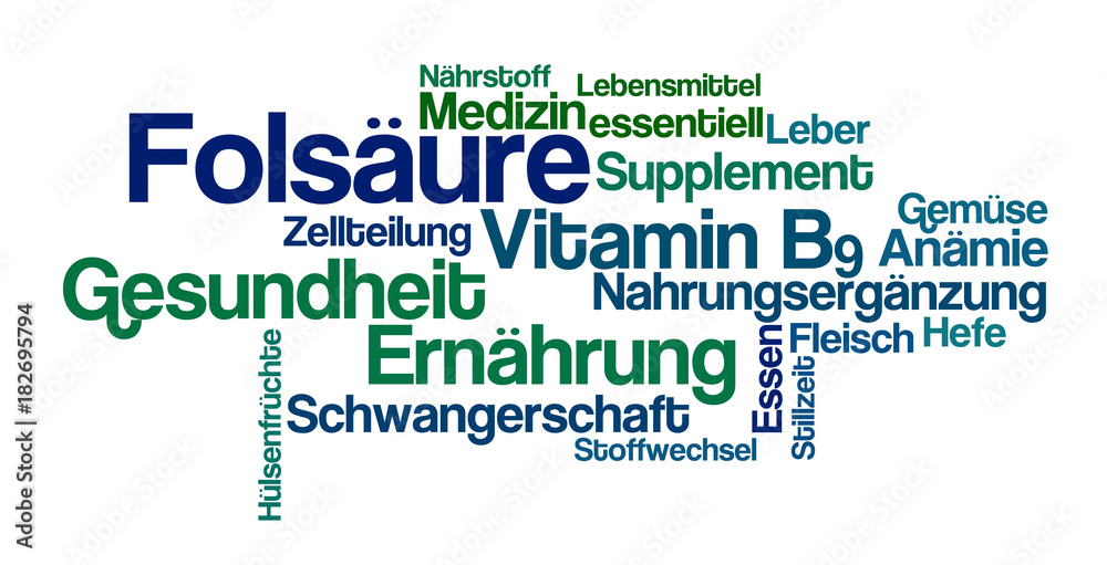 Fototapeta premium Word Cloud - Folsäure