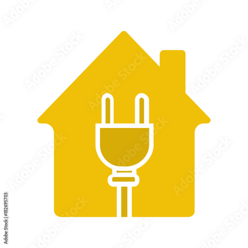 House with wire plug glyph color icon photo