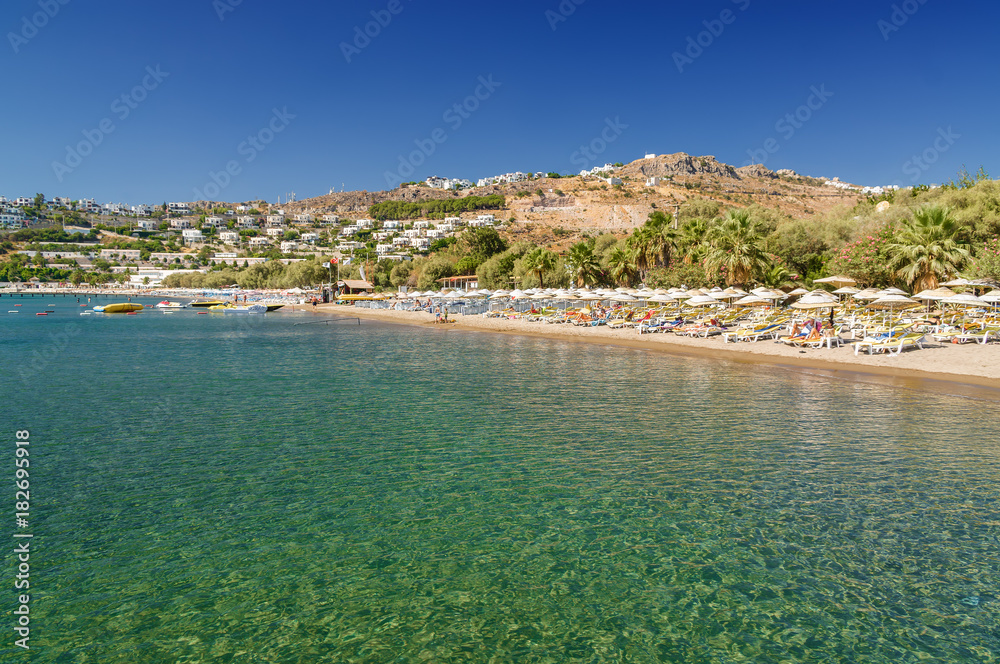 Sunny view of Ortakent near Bodrum, Mugla, Turkey.