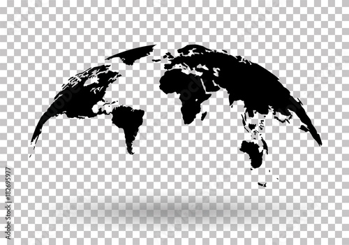 Black World Map Globe Isolated on background - stock vector.