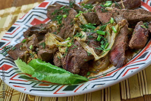 Armenian dish from beef liver photo