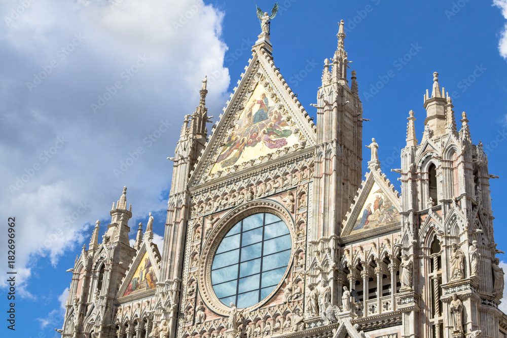 Front wall of the Siena Cathedral, Tuscany, Italy