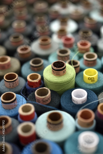 sewing thread, garn rolls at a dressmakers in Hamburg, Germany photo