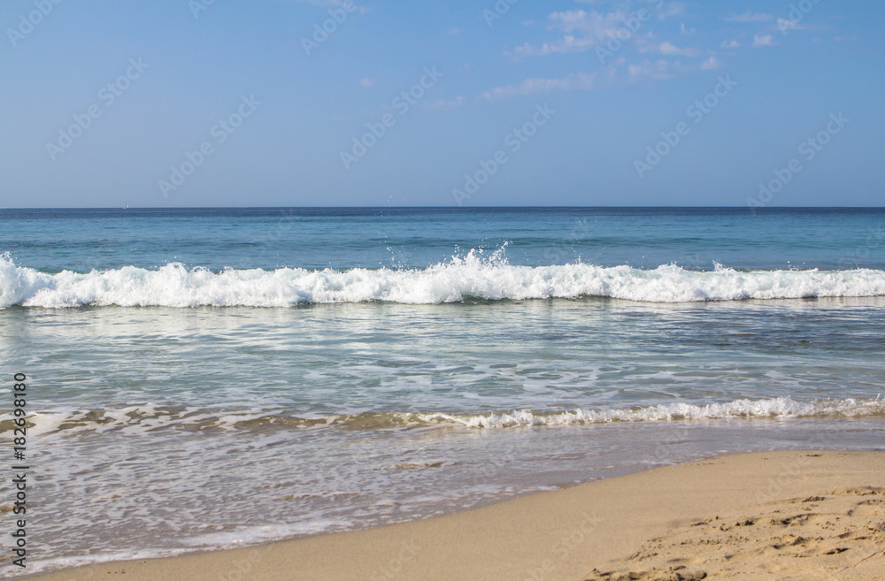 White sand beach and blue sky