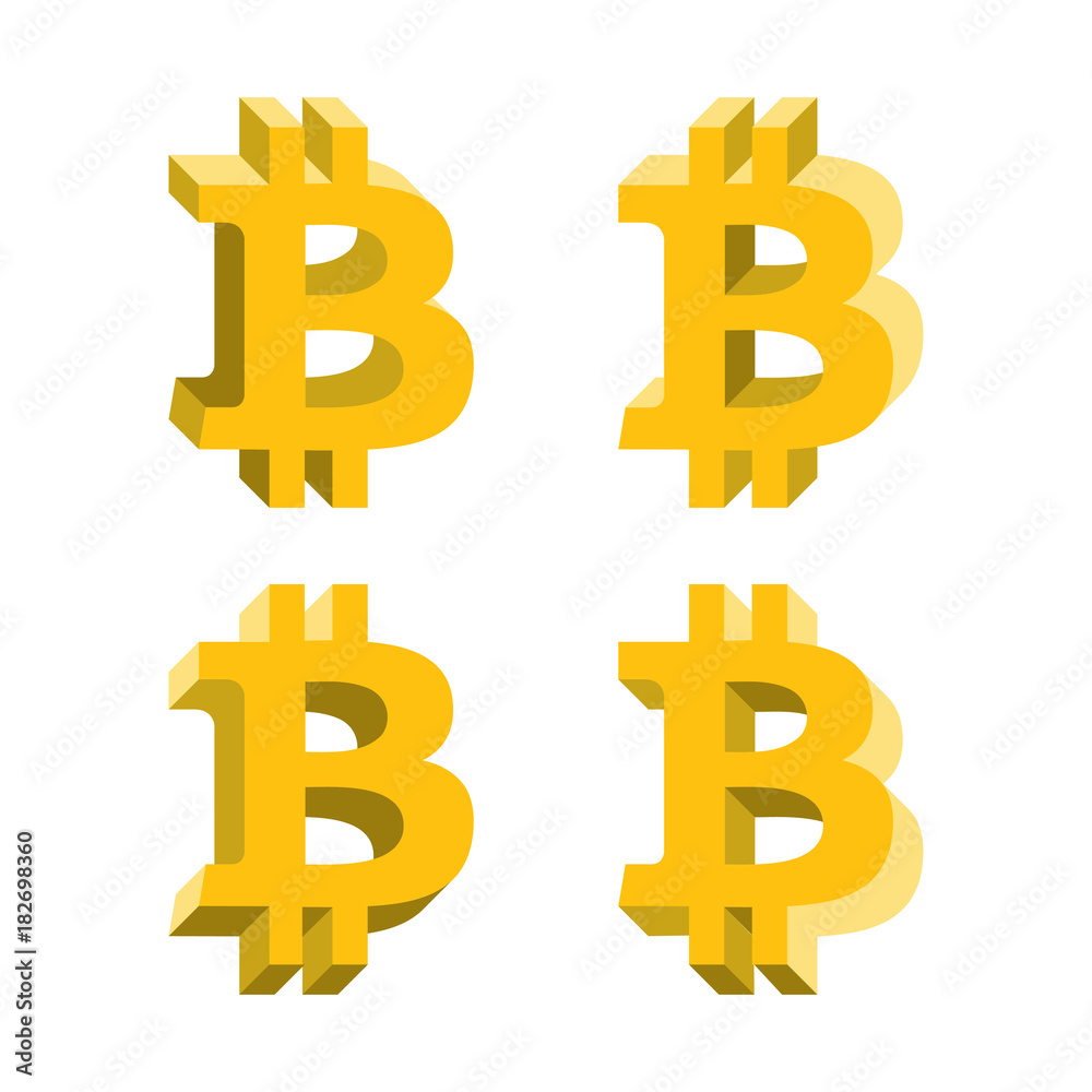 Bitcoin volume logo, flat icons with different sides. Network money symbol Bitcoin volume logo, flat icons with different sides. Network money symbol