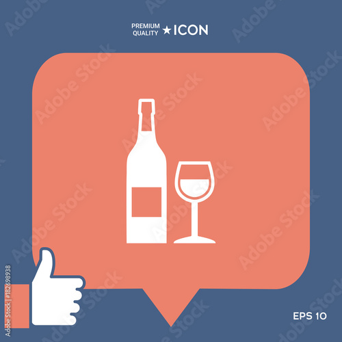 Bottle of wine and wineglass icon