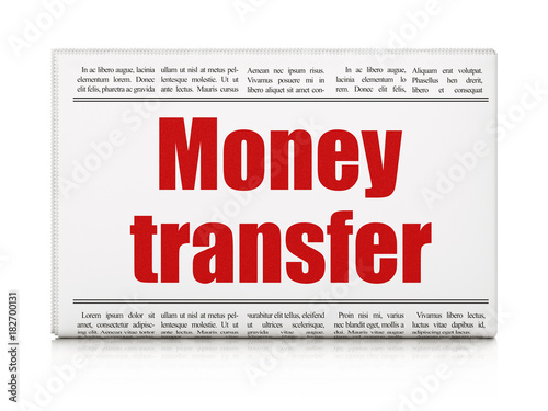 Finance concept: newspaper headline Money Transfer on White background, 3D rendering