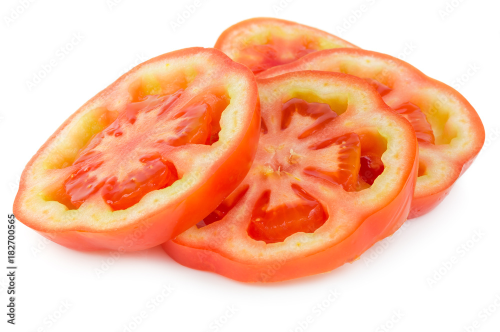 Sliced tomatoes isolated on white