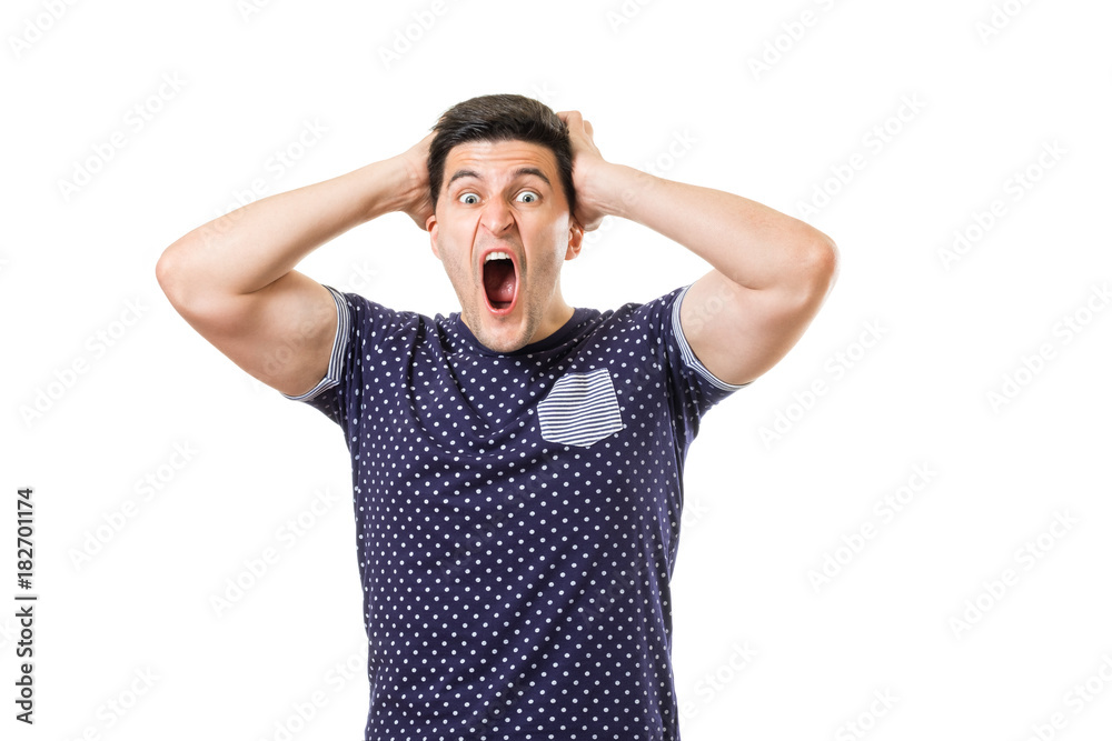 Adult men with emotions and gestures Adult men with emotions and gestures