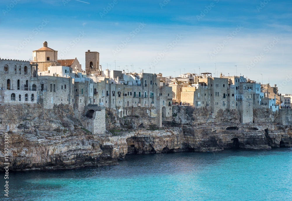 Polignano a Mare, Calabria, Italy. 11.02.2017. Beautiful coast town, old houses, good restaurants and a wonderful beach.