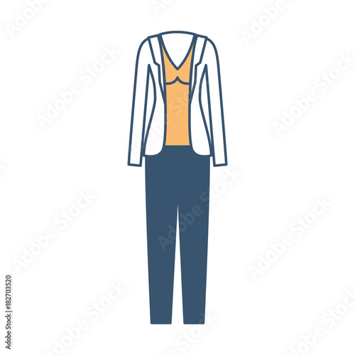 female clothes with pant and blouse and waistcoat in color sections silhouette vector illustration