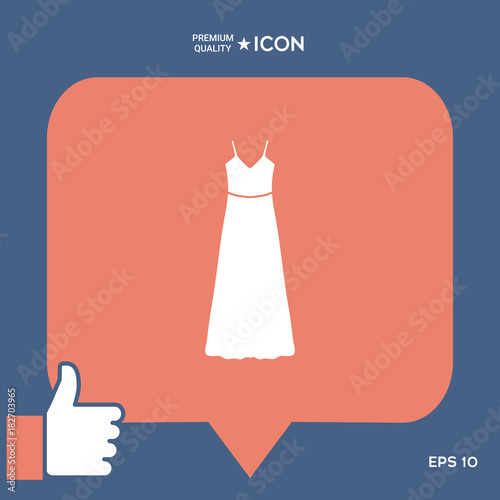 Long Dress, Evening dress or sundress with belt , the silhouette. Menu item in the web design