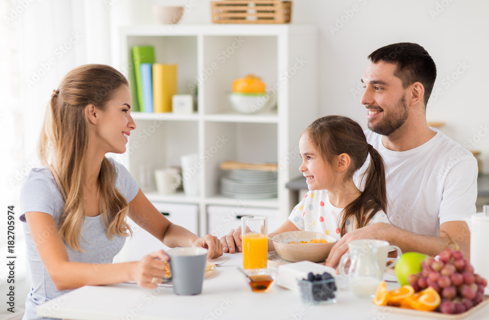 happy family having breakfast at home happy family having breakfast at home
