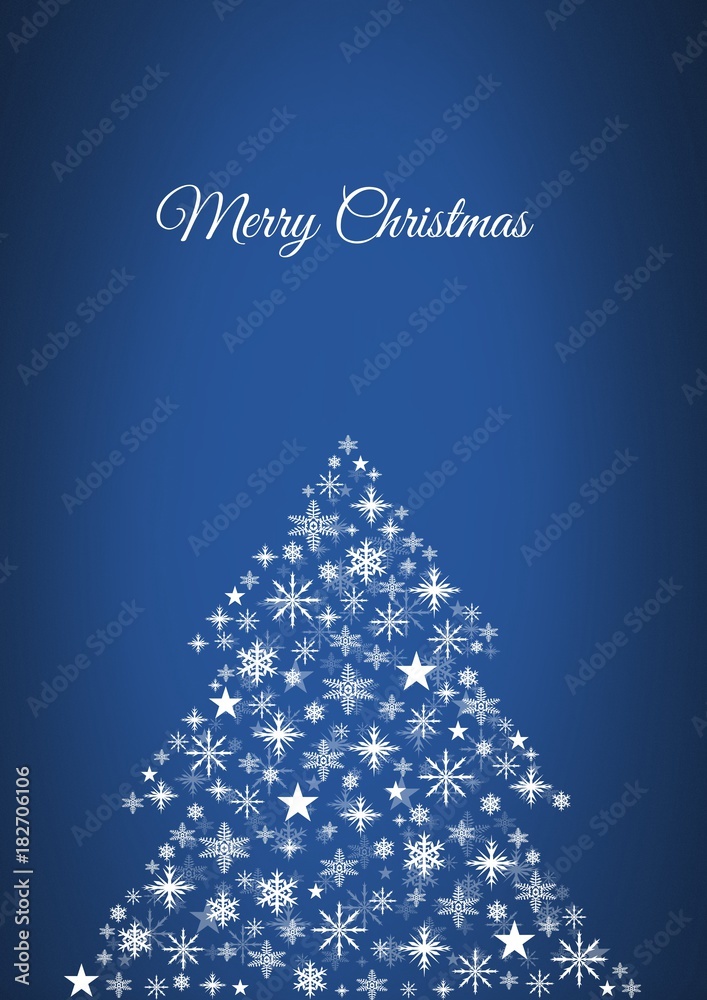 Merry Christmas text and Snowflake Christmas tree pattern shape Merry Christmas text and Snowflake Christmas tree pattern shape
