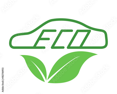 eco automobile con foglie logo vettoriale 