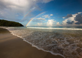 Beautiful beach with blue sky and rainbow in Kudat, Sabah, Borneo, East Malaysia