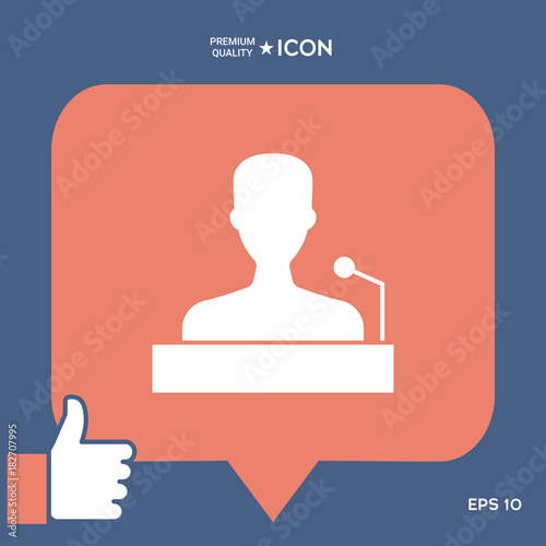 Speaker, orator speaking from tribune icon
