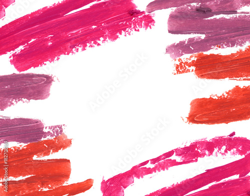 Multiple colors lipstick smeared frame. photo
