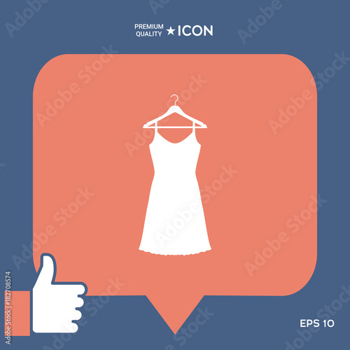 Sundress, Evening dress, combination or nightie on the wardrobe hanger , the silhouette. Menu item in the web design