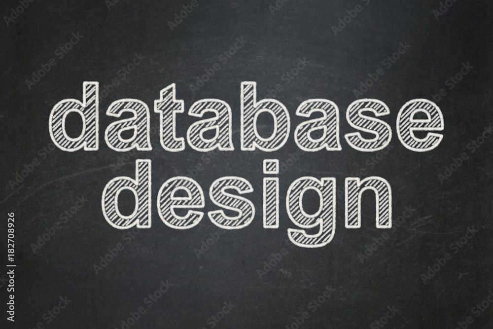 Obraz premium Software concept: text Database Design on Black chalkboard background