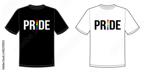 Vector print for t-shirt with Pride lgbt bright rainbow