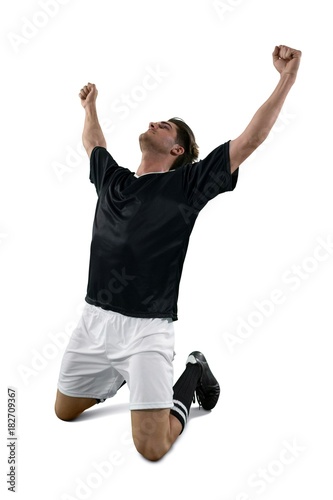 Football player celebrating his victory