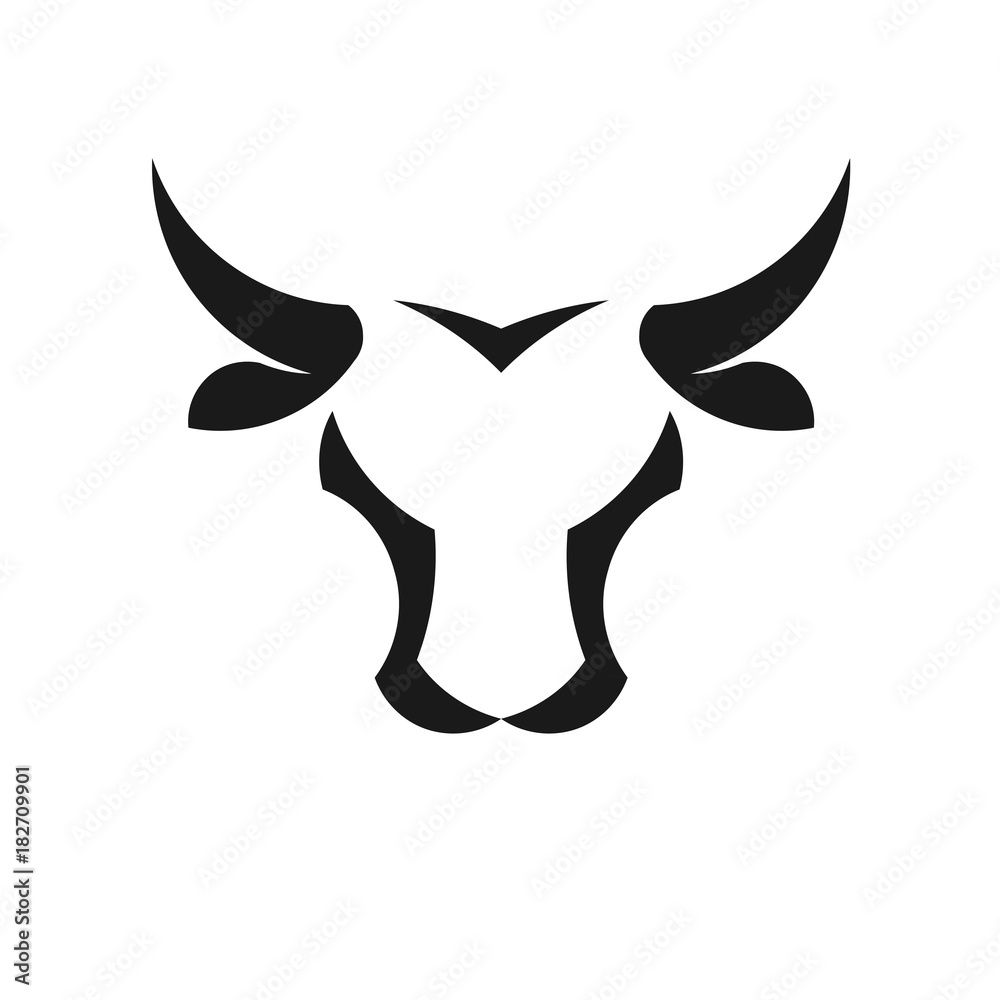 Vetor do Stock: abstract simple Bull head vector logo concept illustration,  Buffalo head logo,Taurus head logo. bull Animal logo sign, | Adobe Stock