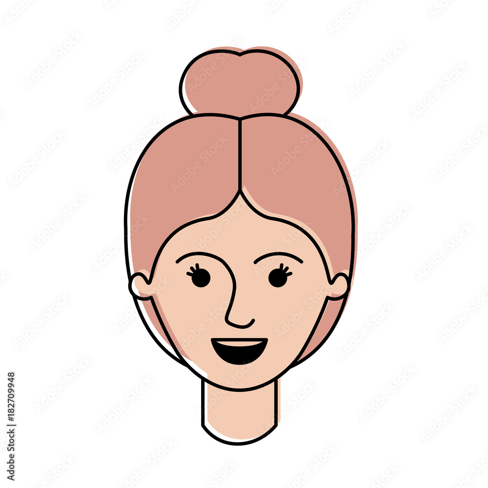 female face with collected hair in watercolor silhouette vector illustration female face with collected hair in watercolor silhouette vector illustration