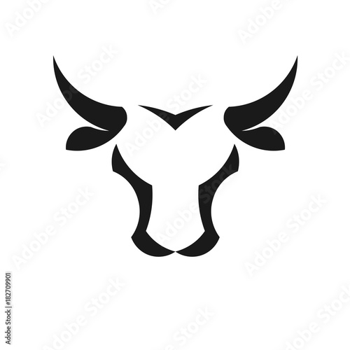 abstract simple Bull head vector logo concept illustration, Buffalo head logo,Taurus head logo.  bull Animal logo sign,