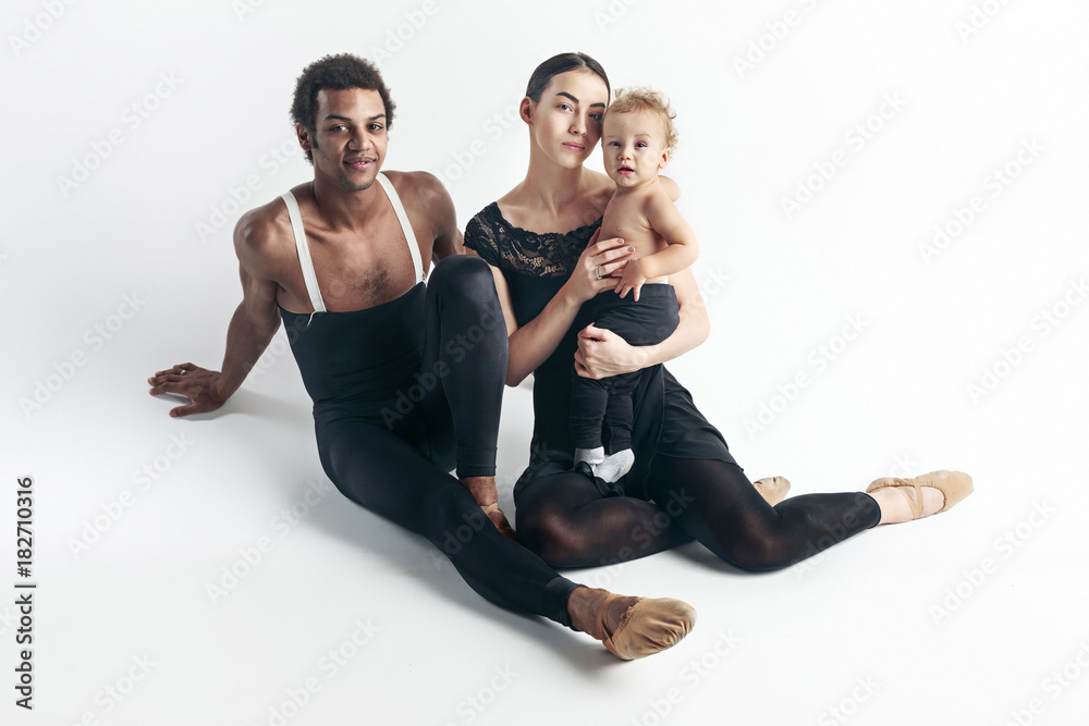 A happy family on white background A happy family on white background