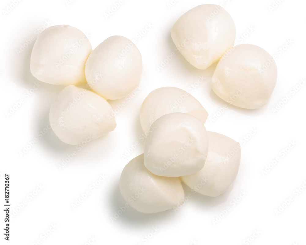 Mozzarella cheese balls piles, top view, paths Mozzarella cheese balls piles, top view, paths