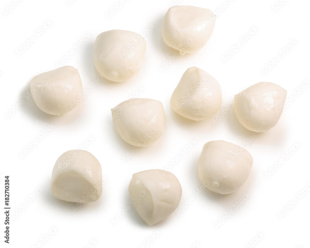 Mozzarella cheese balls, top view, paths Mozzarella cheese balls, top view, paths