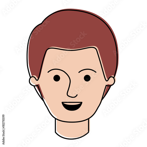 male face with short hair in watercolor silhouette vector illustration