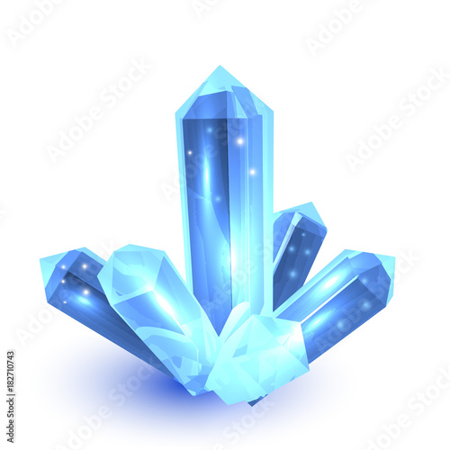 Blue crystal on white background nature element vector illustration