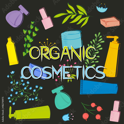 natural cosmetics background vector illustration