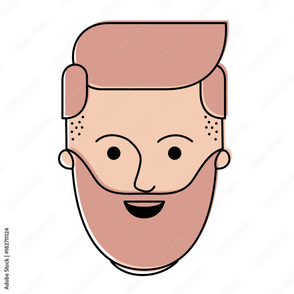 Fototapeta premium male face with beard and side parted hairstyle in watercolor silhouette vector illustration