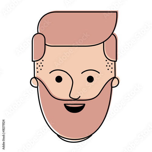male face with beard and side parted hairstyle in watercolor silhouette vector illustration