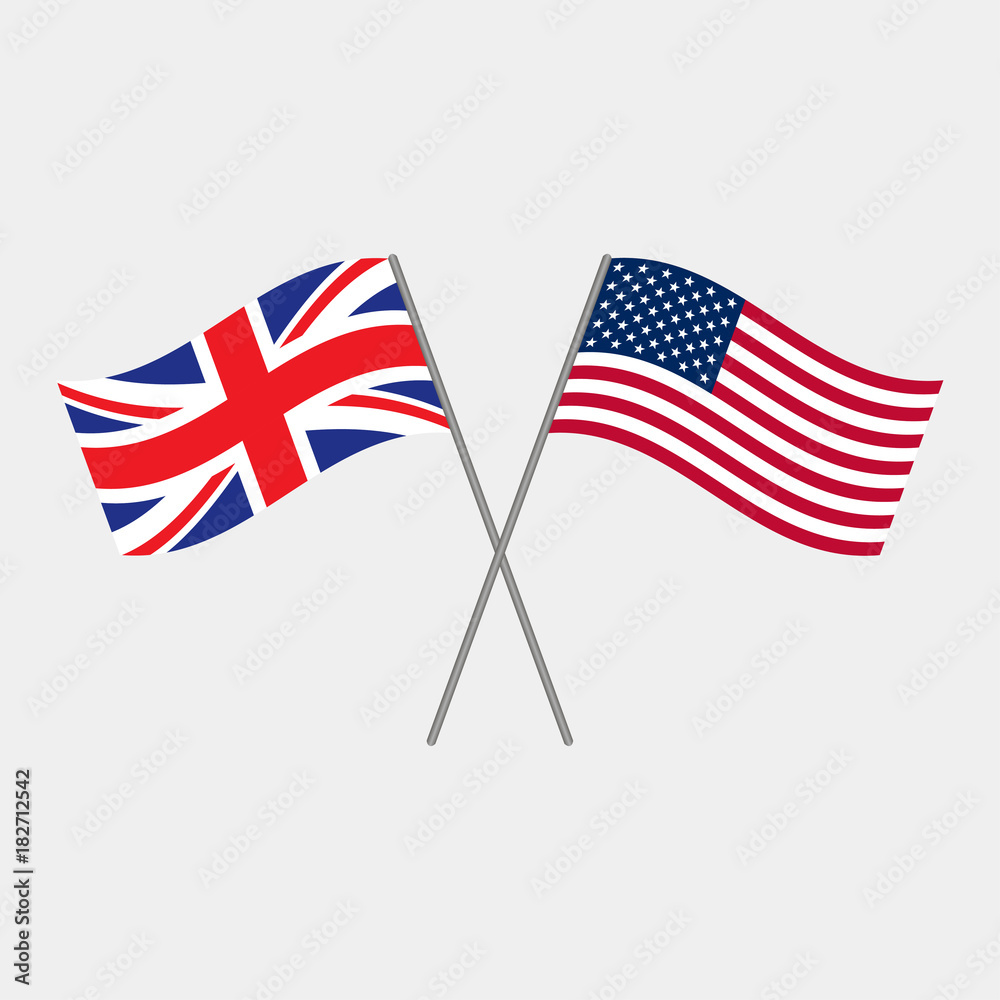 British and American flags, vector illustration