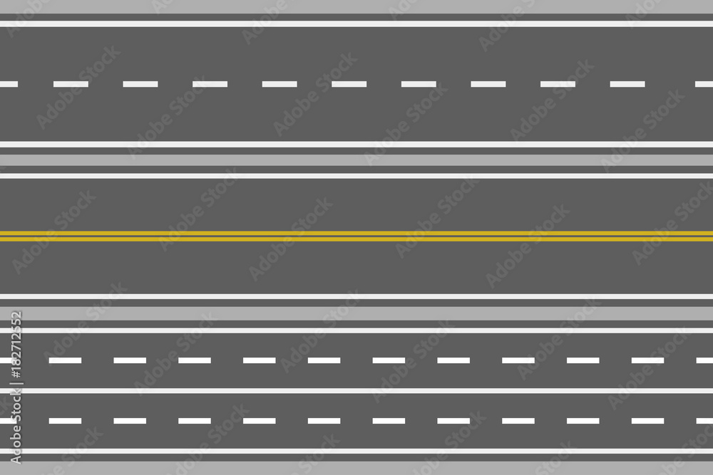 Template set of straight asphalt roads