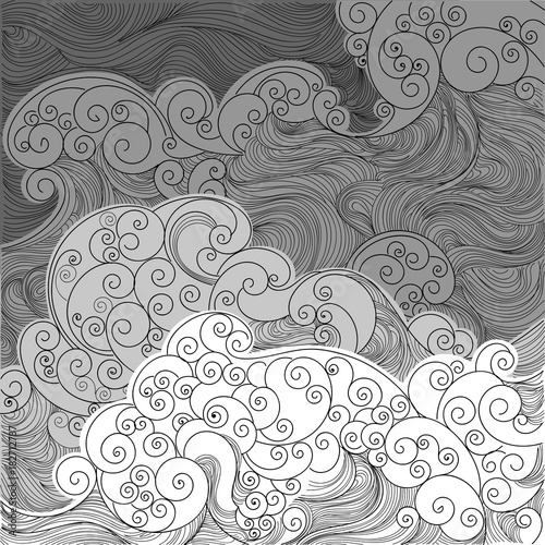 black and white sea, ocean, raging waves