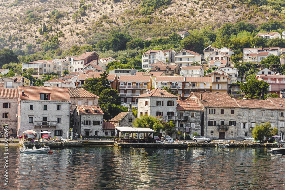 view from the sea on the architecture of Montenegro