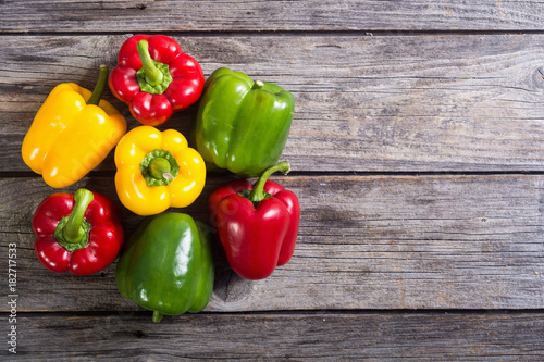 Colorful green , red and yellow peppers