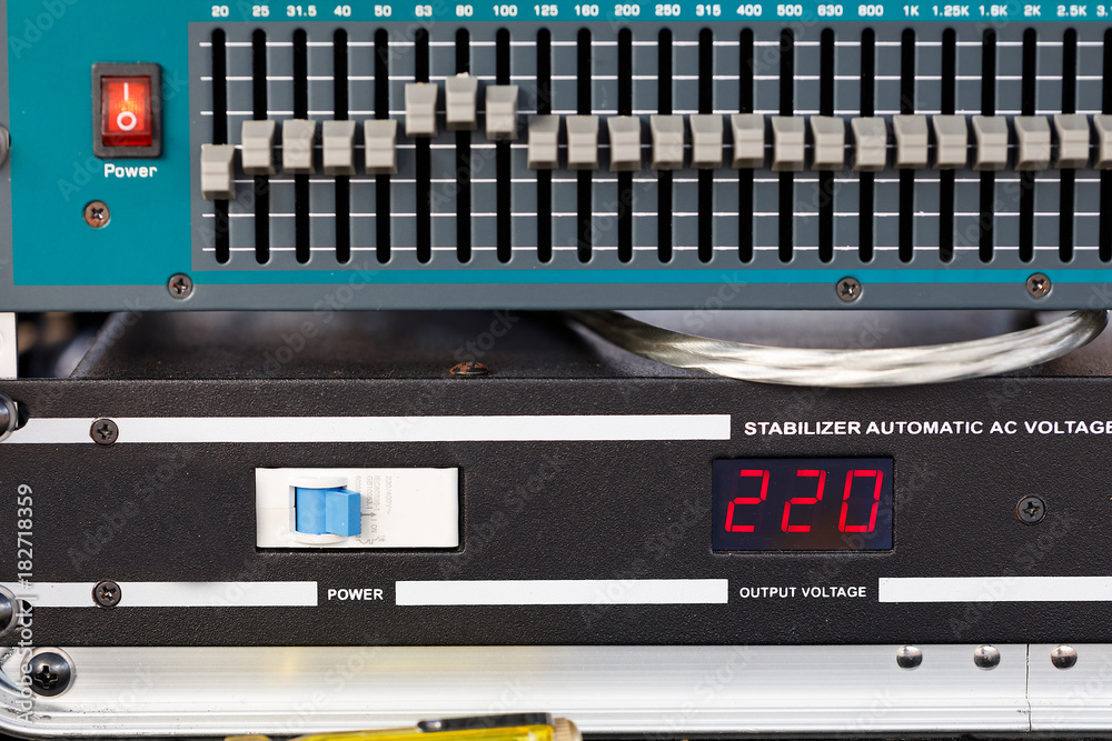 Stabillzer automatic ac voltage regulator relay for mixer With karaoke Stock Photo Adobe Stock