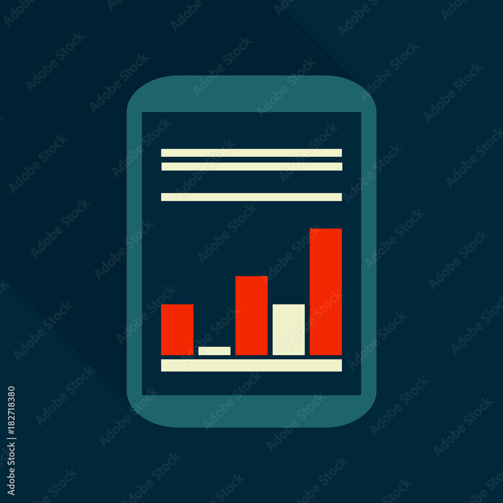 Monitors in abstract concept with information analytics in flat style with shadow. Monitors in abstract concept with information analytics in flat style with shadow.