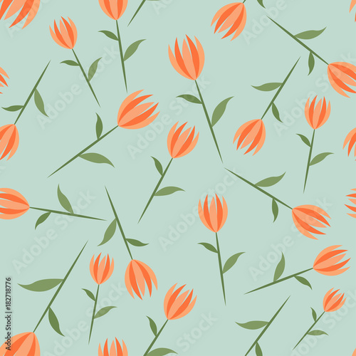 Seamless background with tulips.