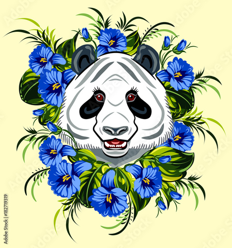 Fototapeta Naklejka Na Ścianę i Meble -  Panda in flowers