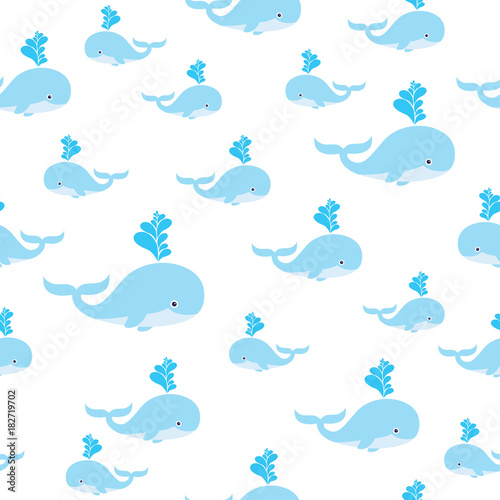 Seamless sea pattern with cute Whale