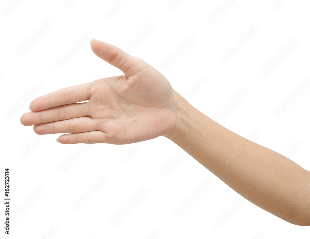 Beautiful woman hand showing isolated on white background with clipping path Beautiful woman hand showing isolated on white background with clipping path